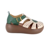 Pantofi Franco Gerardo, model 10682, culoare bej cu verde - Img 2