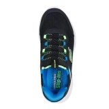 Pantofi Skechers Bounder, brant din spuma cu memorie, tehnologie Slip-In, culoare negru cu galben si albastru - Img 3
