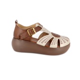 Pantofi Franco Gerardo, model 10682, culoare bej cu maro - Img 3
