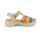 Sandale Formazione, model 246609, culoare bej cu maro, galben si verde - Img 2