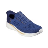 Pantofi Skechers Slade, tehnologie slip-in, brant din spuma cu memorie, culoare albastra
