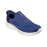 Pantofi Skechers Slade, tehnologie slip-in, brant din spuma cu memorie, culoare albastra