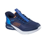Pantofi Skechers Microspec Max, brant din spuma cu memorie, tehnologie Slip-In, culoare albastra