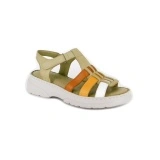 Sandale Anna Viotti, model 336, culoare verde cu maro, bej si alb