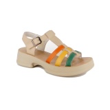 Sandale Formazione, model 246609, culoare bej cu maro, galben si verde