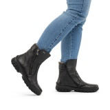 Ghete Rieker, model Z7263, impermeabile, blana naturala, culoare neagra - Img 4