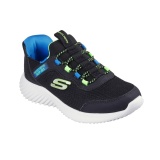 Pantofi Skechers Bounder, brant din spuma cu memorie, tehnologie Slip-In, culoare negru cu galben si albastru
