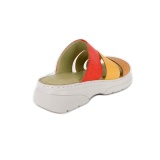 Papuci Anna Viotti, model 375, culoare verde cu rosu, galben si maro - Img 2