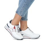 Pantofi sport Remonte, model D0T04, brant din spuma cu memorie, culoare alba - Img 4