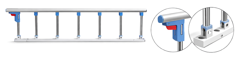 Bare laterale metalice de protecție pentru pat de spital rabatabil profesional Dr.Denis™ – siguranță pacient 200 kg