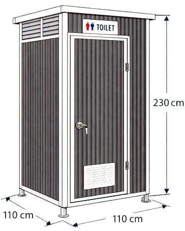 dimensiuni cabină sanitară compactă cu structură metalică rezistentă