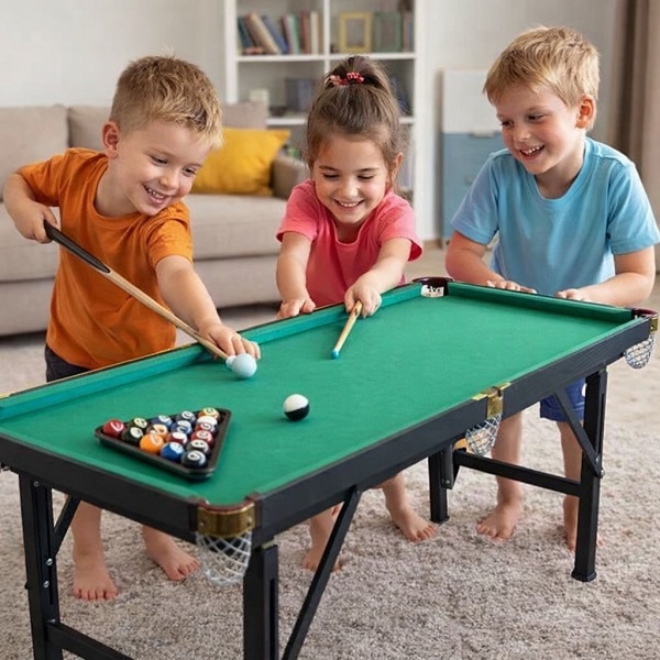 Masă de biliard Pool 140 cm pliabilă și reglabilă EDUCATe™ – vedere frontală