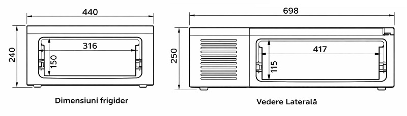 Frigider auto încorporabil tip sertar 20L DenisNetwork™ D30 – 12V / 24V