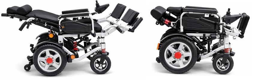 Fotoliu rulant electric pliabil cu joystick stânga/dreapta, acumulator mare autonomie, amortizoare spate și cadru ranforsat