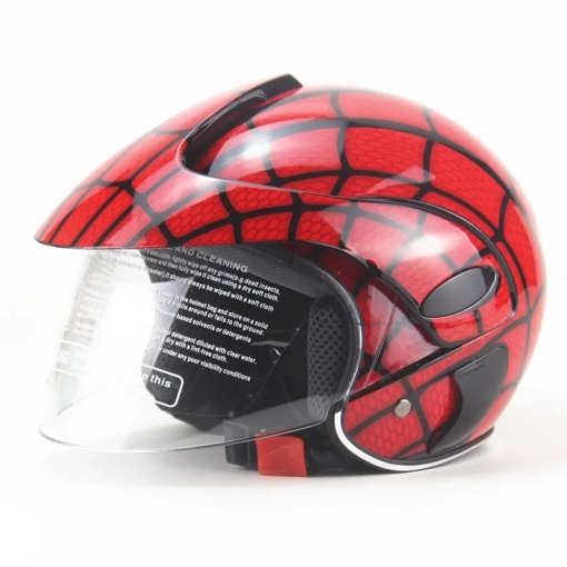 Casca de protectie copii Spiderman vedere laterala cu vizor ridicat pentru motocross - Flytec™