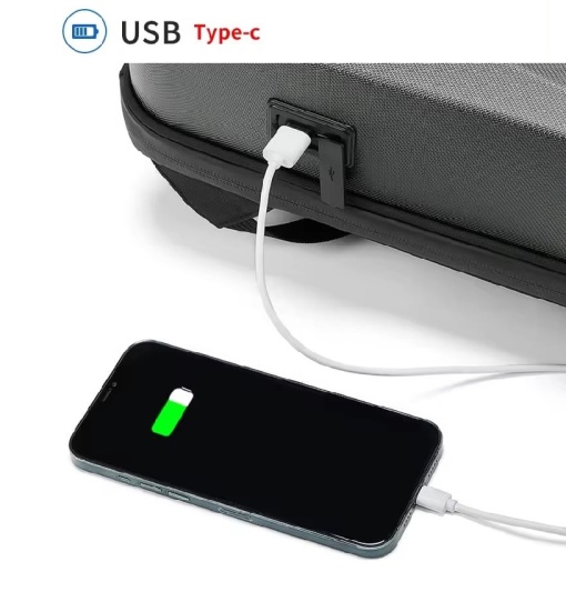 Раница за лаптоп, водоустойчива, пластмасов калъф, система против кражба, USB порт за зареждане, унисекс чанта - Img 10