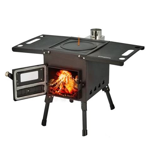 Sobă de camping cu burlan, perfectă pentru terase și corturi
