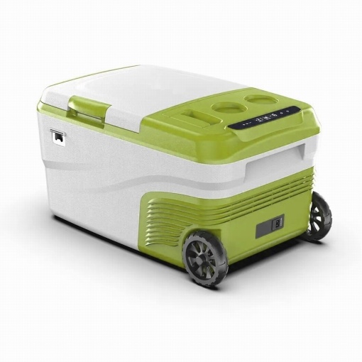 Frigider 35L cu roți, tractabil, manevrabil pentru plajă, auto rulotă, alimentare brichetă la 12-24V sau baterie proprie