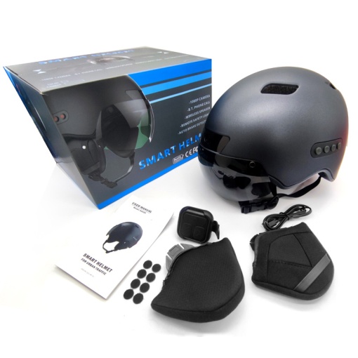 Cască bicicletă Smart cu cameră video FHD cu semnalizare rutieră LED și căști pe bluetooth pentru ciclism, ATV, moto, scuter, ski