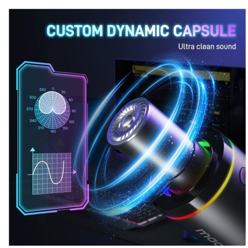 Dynamic Broadcast/Podcast Microphone with RGB Light, Cardioid, XLR/USB – Ideal for Gaming, Streaming and Conferencing - Img 4