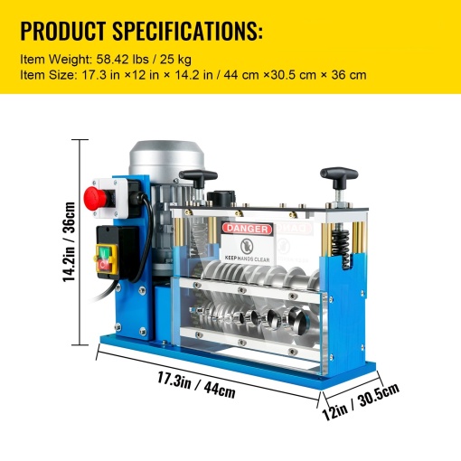Electric wire stripping machine, 11 channels, 10 blades, for stripping cables 0.15-0.4 cm, speed 0.4m/s, ideal for recycling copper wire - Img 6