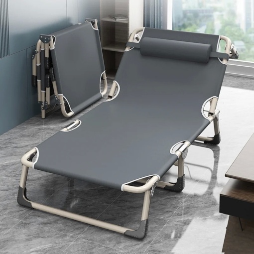 Folding sun lounger / Folding bed, with mattress, adjustable 4 positions, waterproof, for beach, garden, terrace, extra bed - Img 5