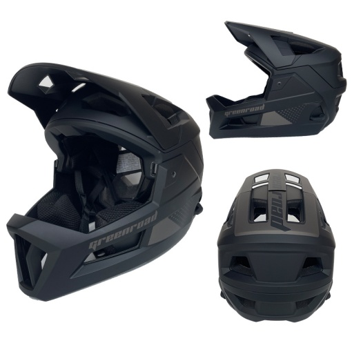 Cască MTB Full Face, Mountain Bike, Neagră, Stil, Protecție