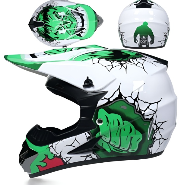echipament complet motocross casca green fury pentru dirt bike atv enduro cu accesorii incluse protectie off road - Flytec™