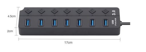 Hub USB 3.0, cu 7 porturi, adaptor alimentare, super viteză - Img 2