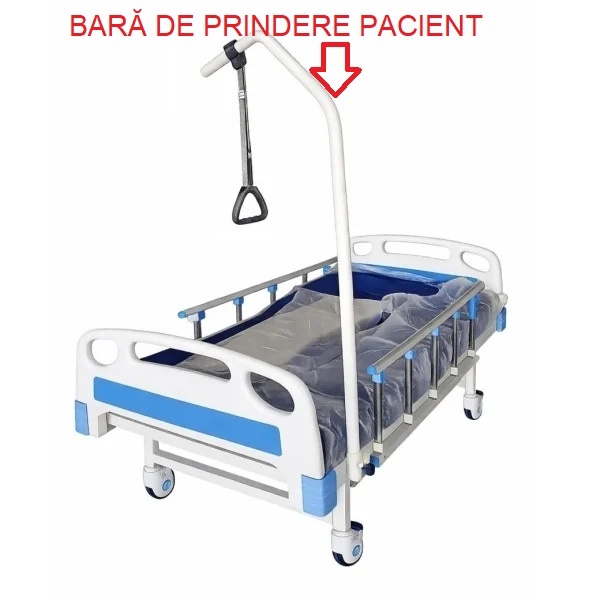 Pat de spital rabatabil profesional medical cu saltea, 4 secțiuni, suport 200 kg, reglare spate și picioare, suport perfuzie - Dr.Denis™ - Img 2