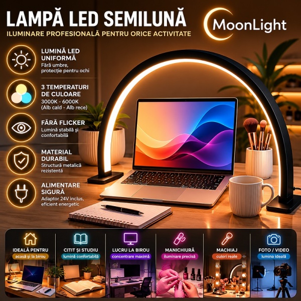 Professional LED Crescent Lamp for Salon and Manicure - Img 3
