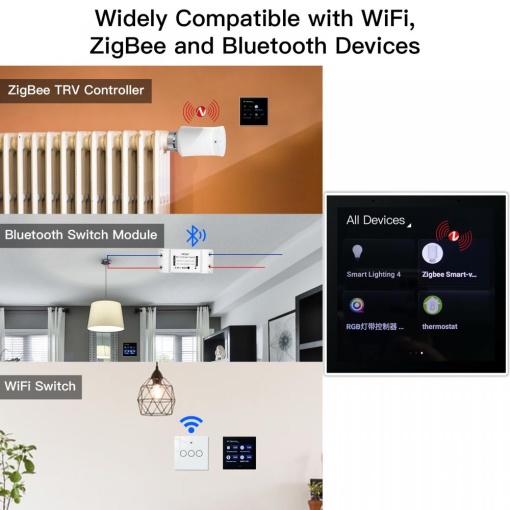 Smart WiFi Sonoff Touch Control Panel, Tuya, ZigBee, 5 W, 3.95 Inch Screen, Multitouch - Img 6