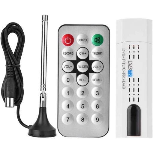 Tv Tuner USB DVB-T2 Stick, USB 2.0 DVB-T2 DVB-T DVB-C + FM + DAB + SDR Digital HDTV Receiver Support VHF/UHF Band pentru calculator