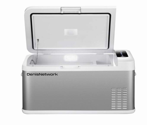 Frigider auto 25l, cu funcție de răcire/congelare, 12/24V, 220V, panou solar, rezistent la vibrații, cu compresor cu freon -20°C