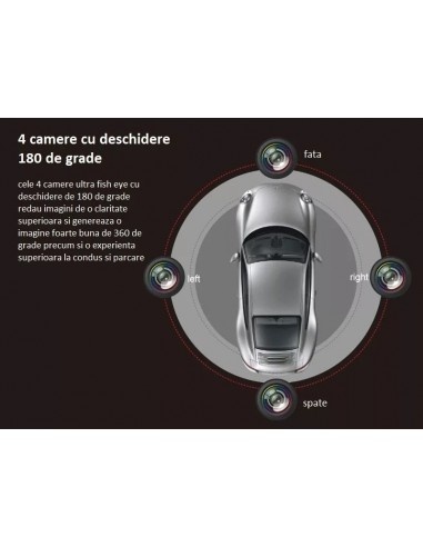 360 degree parking camera system kit, 3D with 4 wide cameras, night vision, 1080P, no blind spots - Img 2
