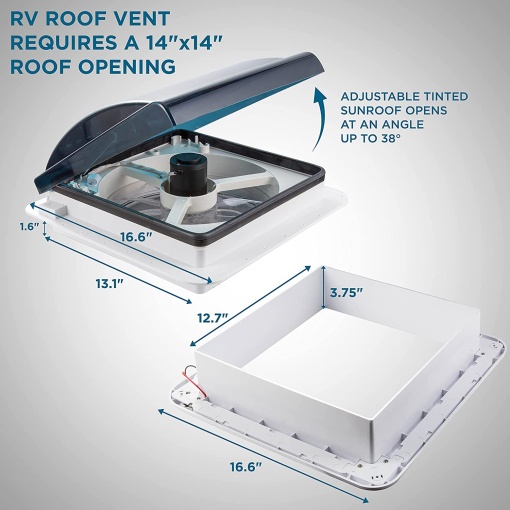 Caravan ceiling fan 12V, for bidirectional cooling/ventilation without remote control and rain cover - Img 3