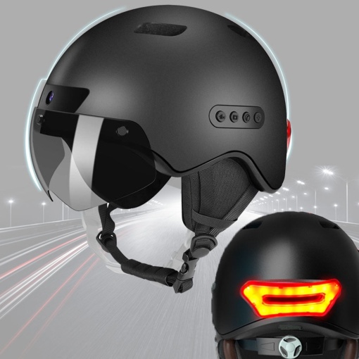 Cască bicicletă Smart cu cameră cu semnalizare rutieră LED și căști incorporate pe bluetooth pentru ciclism, ATV, moto, scuter, ski