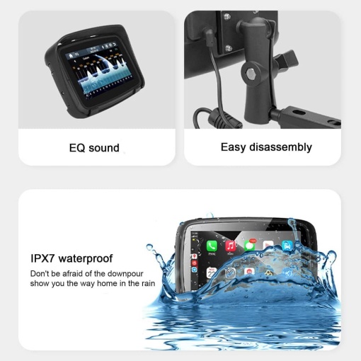 GPS, Sistem de navigație 5&amp;quot; pentru motociclete, cu ecran tactil, Wireless Android Auto, Wireless Carplay, aplicații, USB, Wi-Fi, Bluetooth - SatLink™ - Img 3
