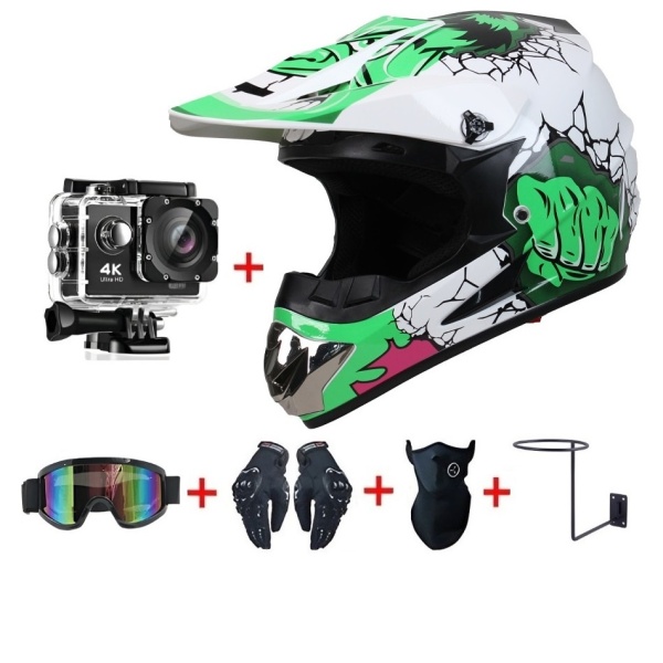set casca cross verde cu ochelari protectie anti praf si manusi moto pentru atv enduro ventilatie si confort maxim - Flytec™