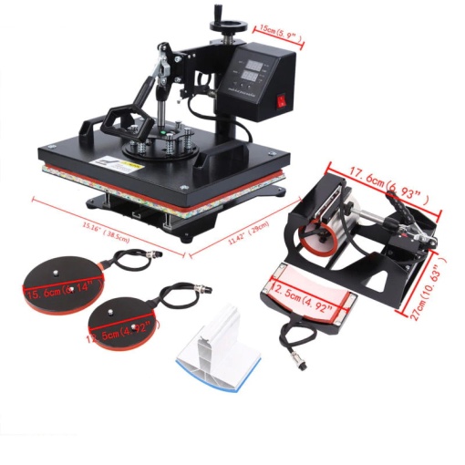 Heat transfer press 30x38cm, 5in1 1250w customizations, 5in1 combo sublimation, t-shirts, ceramic tiles, sweatshirts, pillowcases, backpacks, flags, mugs, caps, plates - Heat press - Img 2