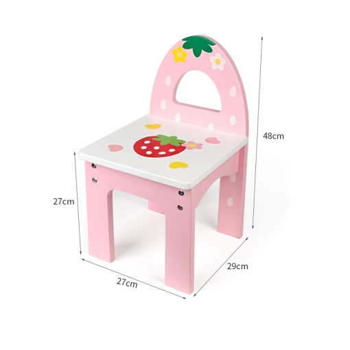 Masă și scaun de machiaj din lemn pentru copii, cu oglindă, accesorii din lemn, design elegant, culoare roz - Img 7
