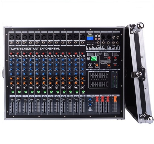 Mixer audio profesional 16 canale, 1800W x 2, 12 intrări microfon/instrumente, funcție karaoke, efecte, bluetooth, USB/SD, LCD