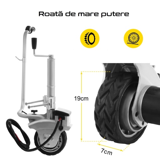Mover Jockey, roată de manevră 350W pentru remorci, rulote, caravane - gata de montat pe orice șasiu, 2270 kg - Img 3