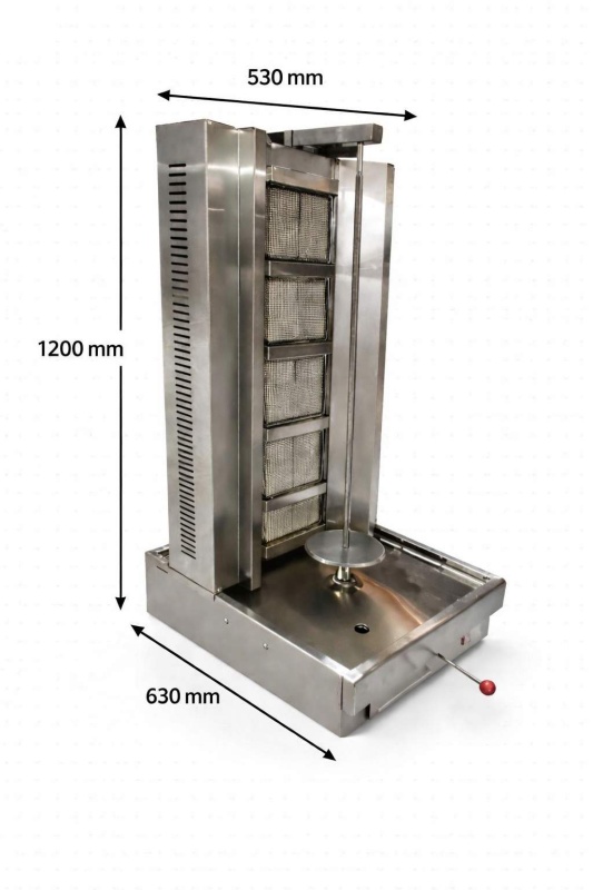 Professional stainless steel rotisserie - DenisNetwork with 5 burners, for shawarma, kebab fast food - Img 2