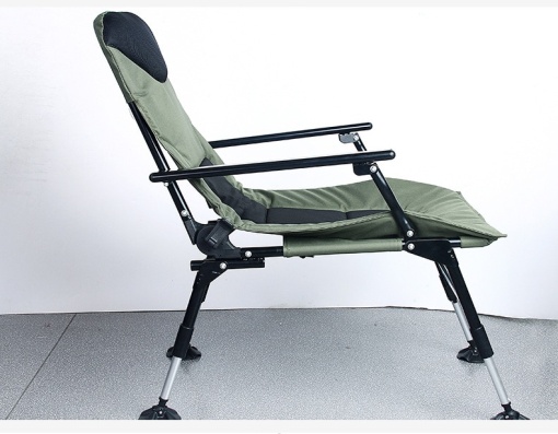 Scaun Pescuit D1 CARP RELAX cu RECLINER și picioare reglabile pe înălțime, sarcină maxim admisă: 150KG, verde/olive/negru