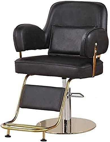 Scaun Salon, Frizerie, Coafor, Barber, model modern, capitonat cu piele ecologică neagră, reglabil pe înălțime