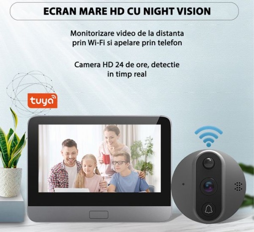 Smart WiFi video doorbell with LCD indoor unit, battery, Tuya compatible - Img 5