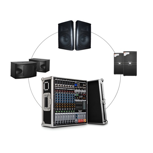 Mixer 12 canale, 600W x 2, 12 intrări microfon/instrumente, funcție karaoke, efecte, bluetooth, USB/SD, LCD
