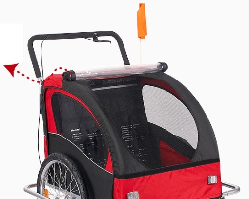 2 in 1 bicycle trailer, children's / small animal stroller with inflatable wheels - Img 6