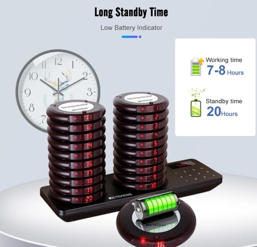 20-channel pager kit for restaurants, fast food, cafes, advanced wireless calling system - Img 7